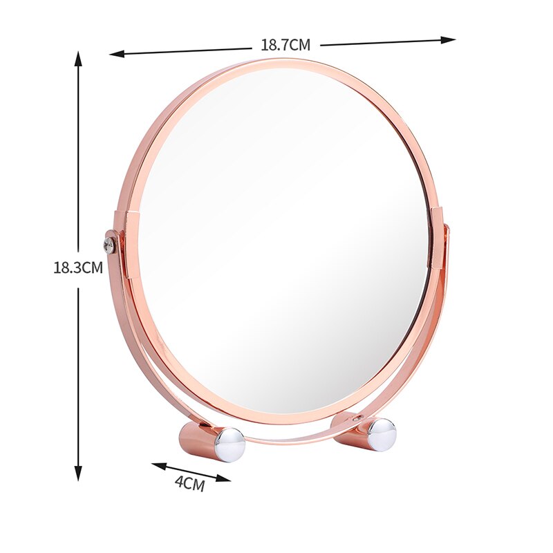ORZ Table Makeup Round Mirror Two-sided Mirror Wood Grain Rose Gold Bathroom Cosmetic Magnifying Mirror: Rose Gold