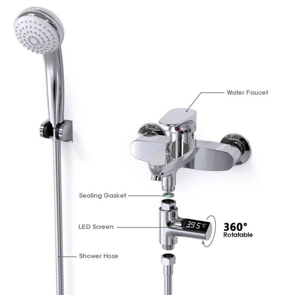 LED Digital Display Real-Time Thermometer Monitor Shower Faucets Water Thermometer Bathroom Accessories