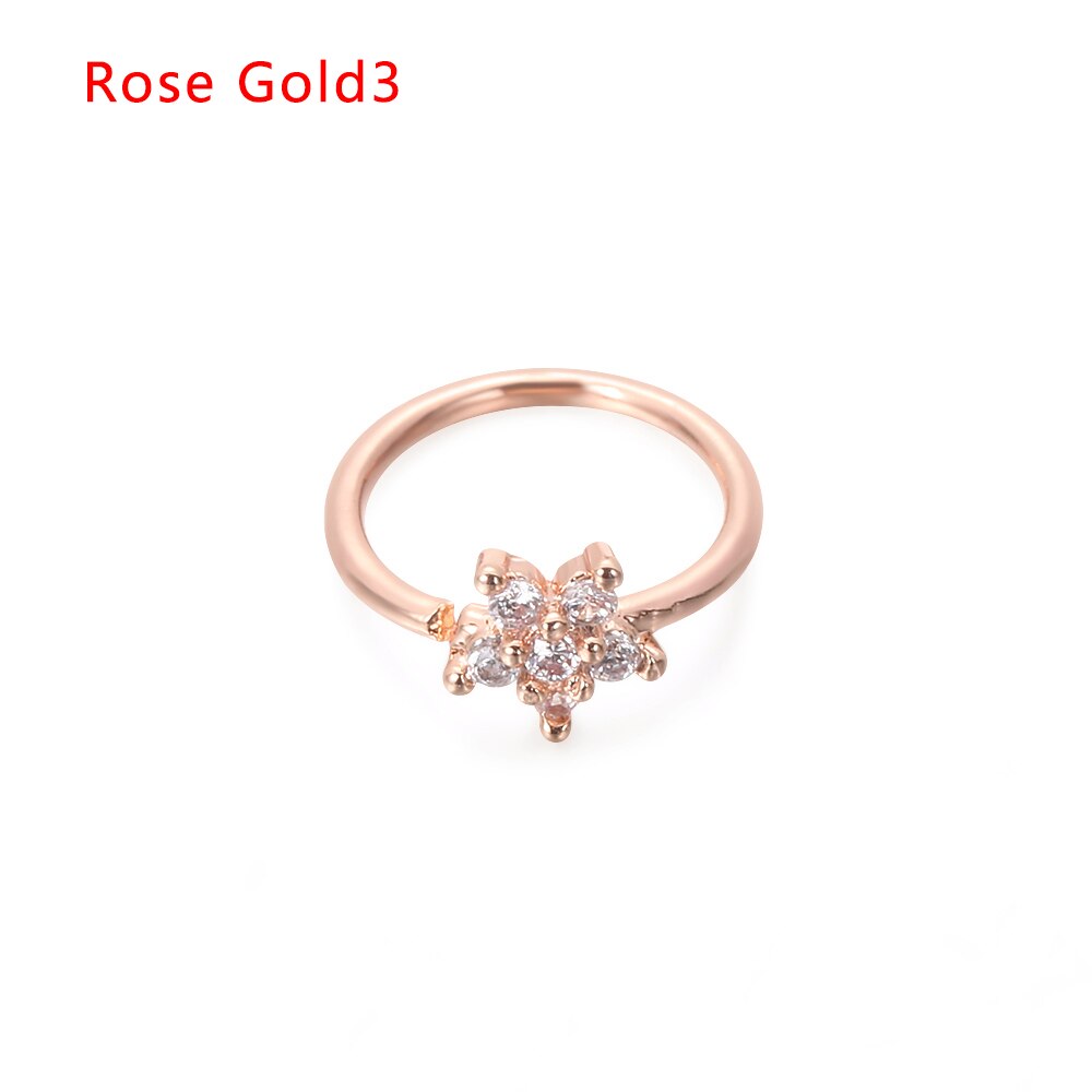 1PC couleur argent et or 20g x 8mm Piercing nez bijoux Cz nez cerceau narine anneau fleur Helix Cartilage Tragus boucle d'oreille: Rose Gold-3