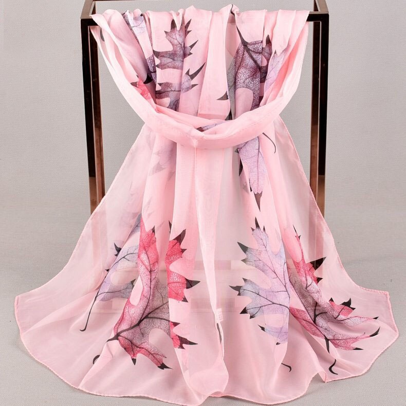 Fal/win esdoornblad chiffon sjaal zijden vierkante hijab coole sjaal dames foulard femme sjaals haar bufanda mujer