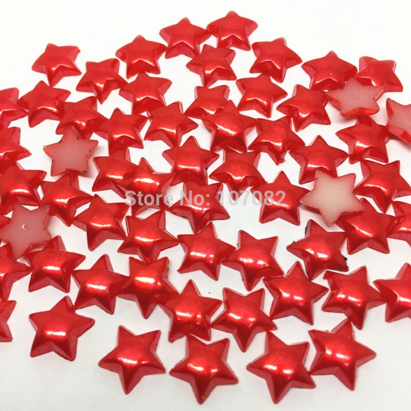 100 stks 11mm Rode Parel Star Resin Flatbacks Cabochons Versieringen Plaksteen Scrapbooking Confetti Hars Ambachten
