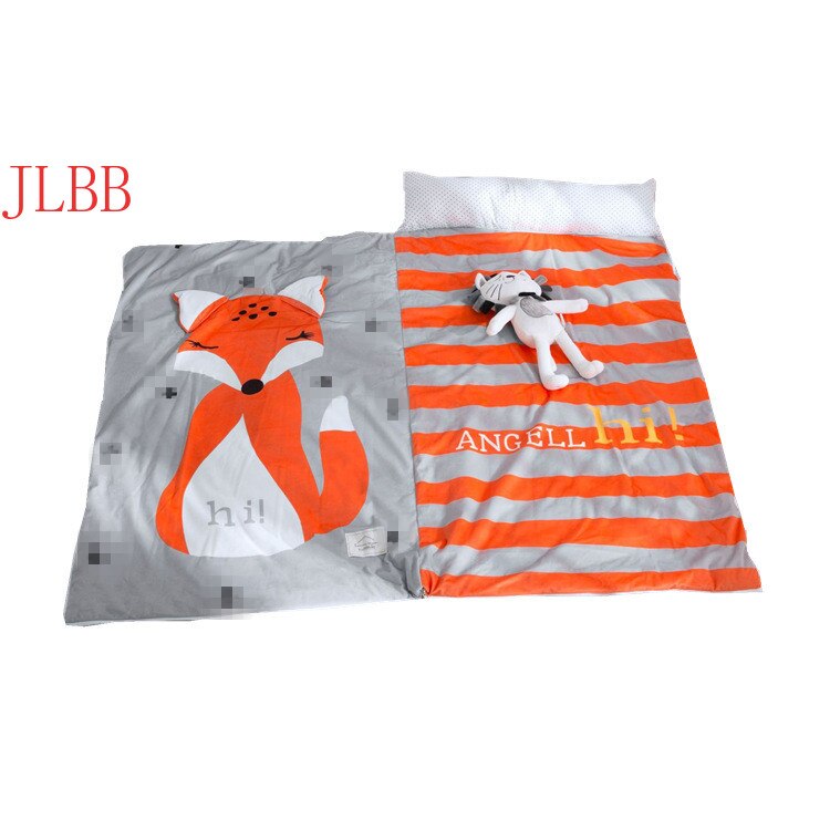Home bed baby sleeping bag 100% Cotton + soft fleece Boy Girl Child fleabag AB side fox bear mothercare kids body cover 70*150cm