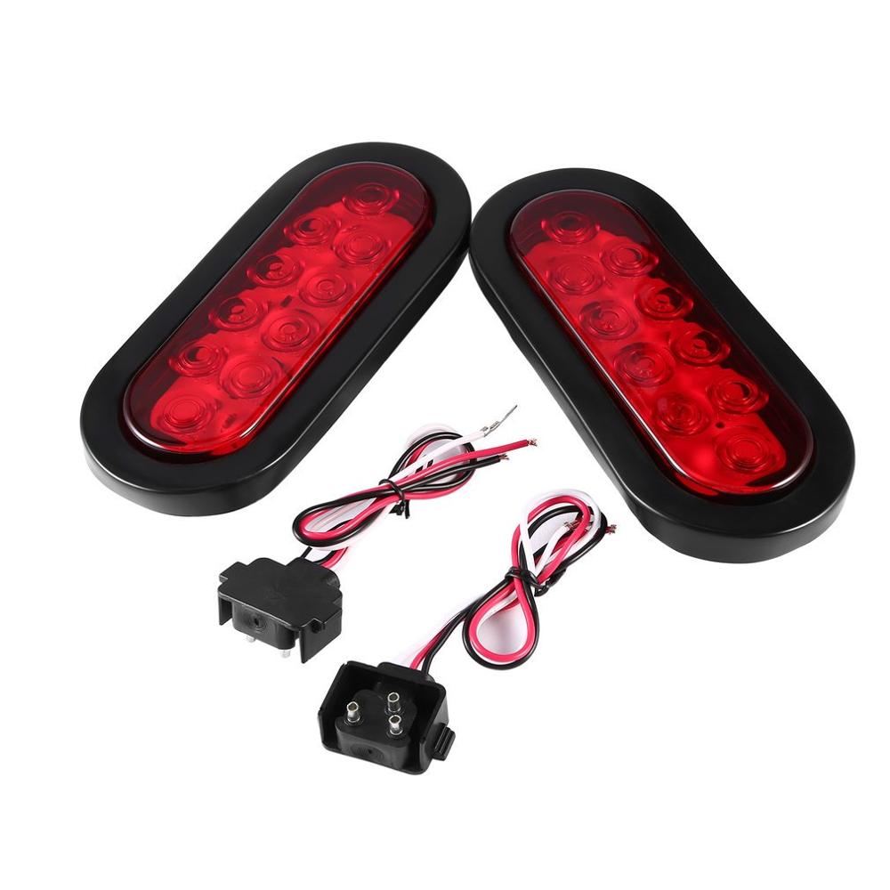 2PCS Red Oval Sealed LED Turn Signal and Parking Light Kit For Truck Trailer Turn Stop And Tail Light Waterproof