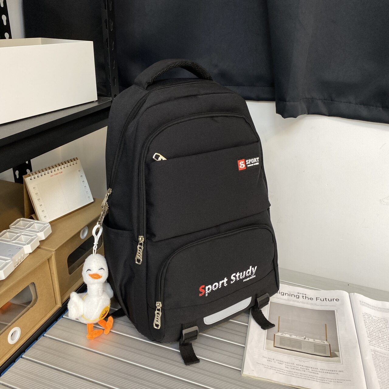 2022 School Backpack For Girls Canvas Plaid Working Travel Backpack Bags For Women Multiple Pockets School Girls Backpack: black