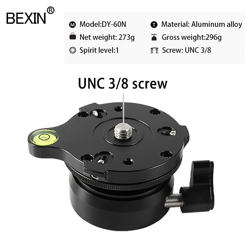 Bexin Panning Leveling Base Statiefkop Camera Stand Aanpassen Hoofd Met Met Bubble Level Voor Dslr Camear Statief: DY-60N   A