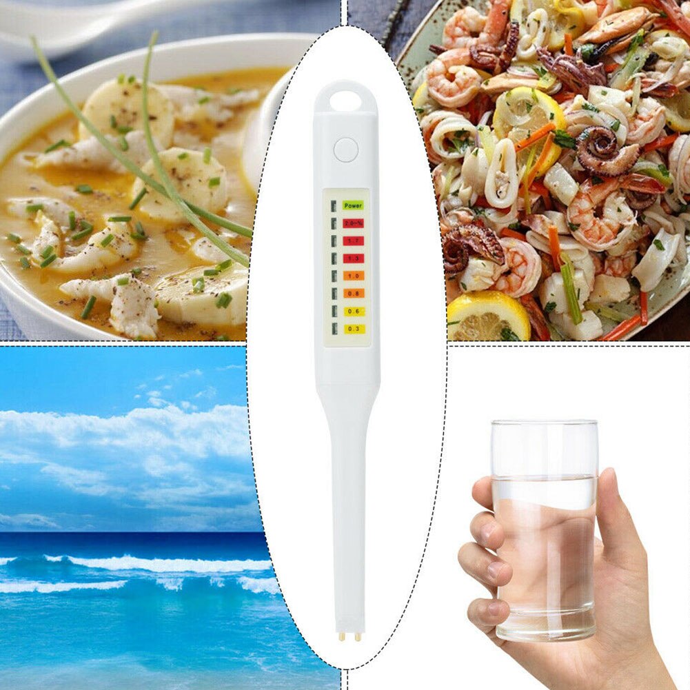 White Food Salt Soup Salinometer Portable Easy Operate Handheld Salinity Tester ABS Electronic LED Detector Concentration Meter