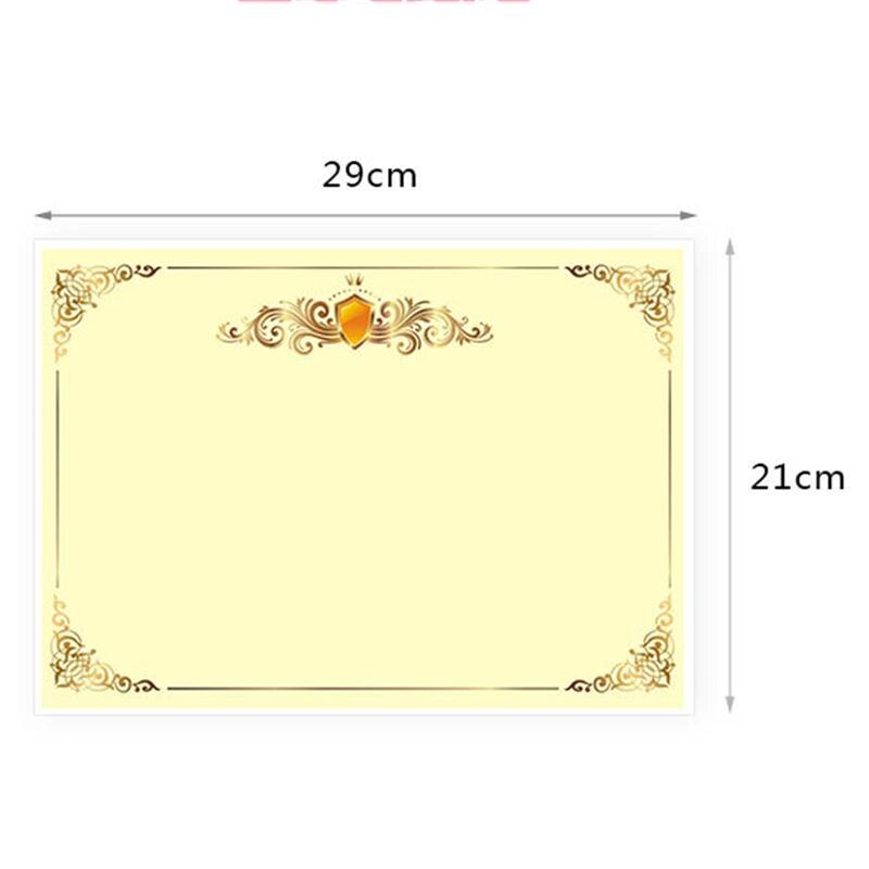 100 Pcs A4 21x29CM Blank Metallic Gold Border Certificate Paper