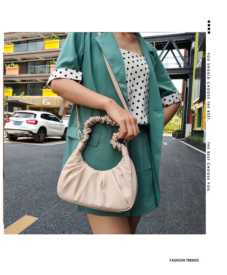 Famous Brand Famous PU Leather Women's Shoulder Bag Retro Simple Handbag Small Hobos Crossbody Bag