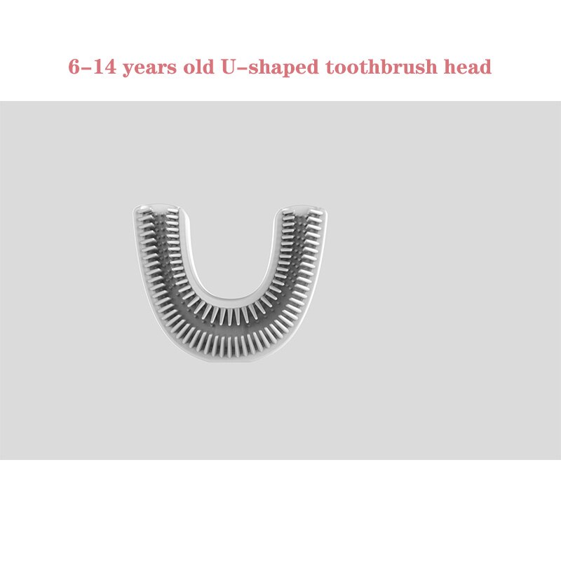 U Shape Smart 360 Angle Cartoon Teeth Cleaner Electric Toothbrush for Kids 2-6Y Teether Automatic Ultrasonic Teether Waterproof: 6-14 brush head