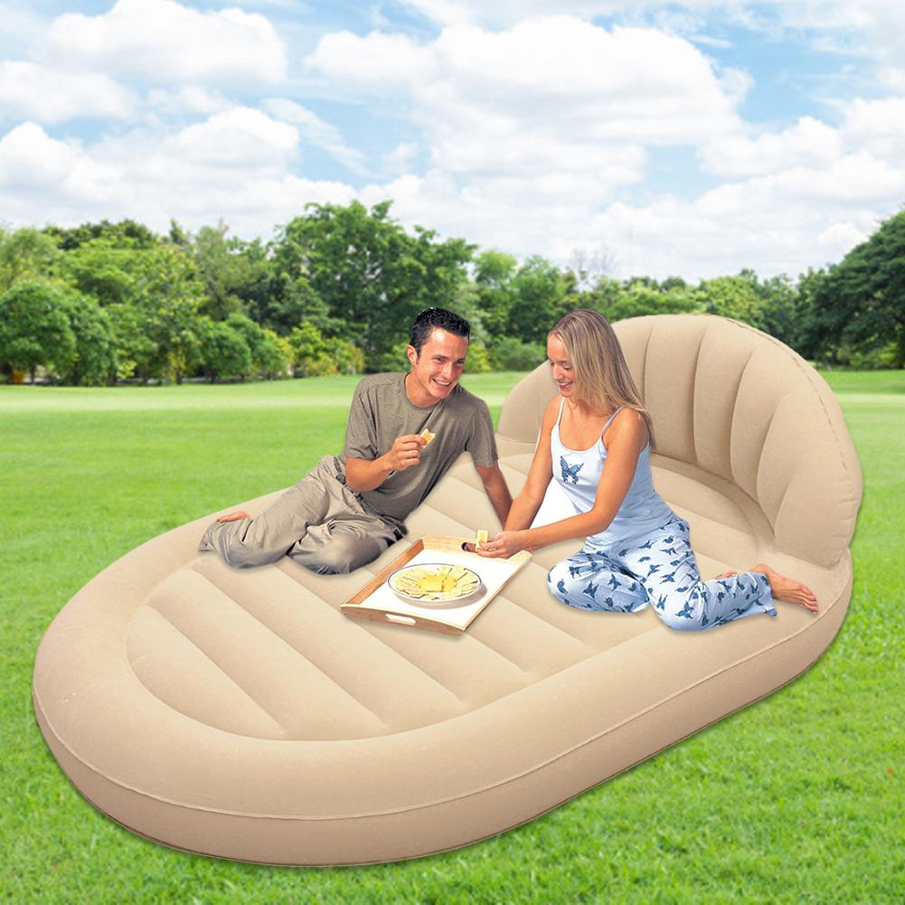 Air Bed Portable Durable PVC Inflatable Air Mattress Raised Pillow Cushion Rest For Indoor Outdoor Sleepover