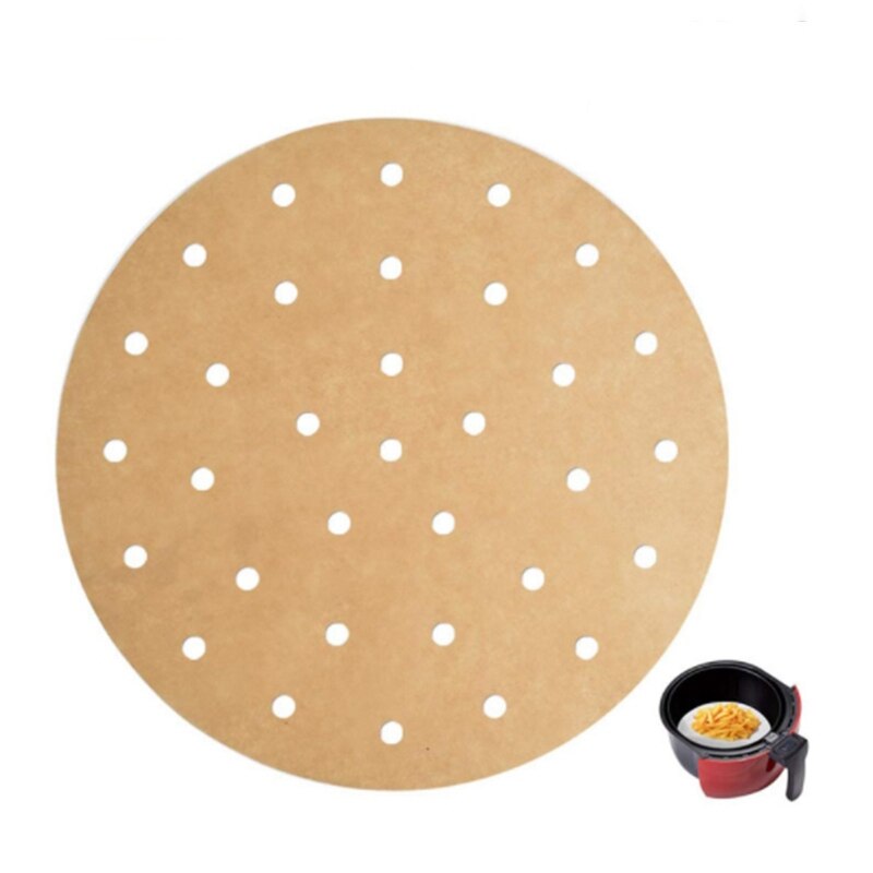 Air Fryer Parchment Paper, Set of 100, 7.5 Inch Ronde Air Fryer Liners/Bamboo Steaming Paper for Air Fryer, Steaming Basket