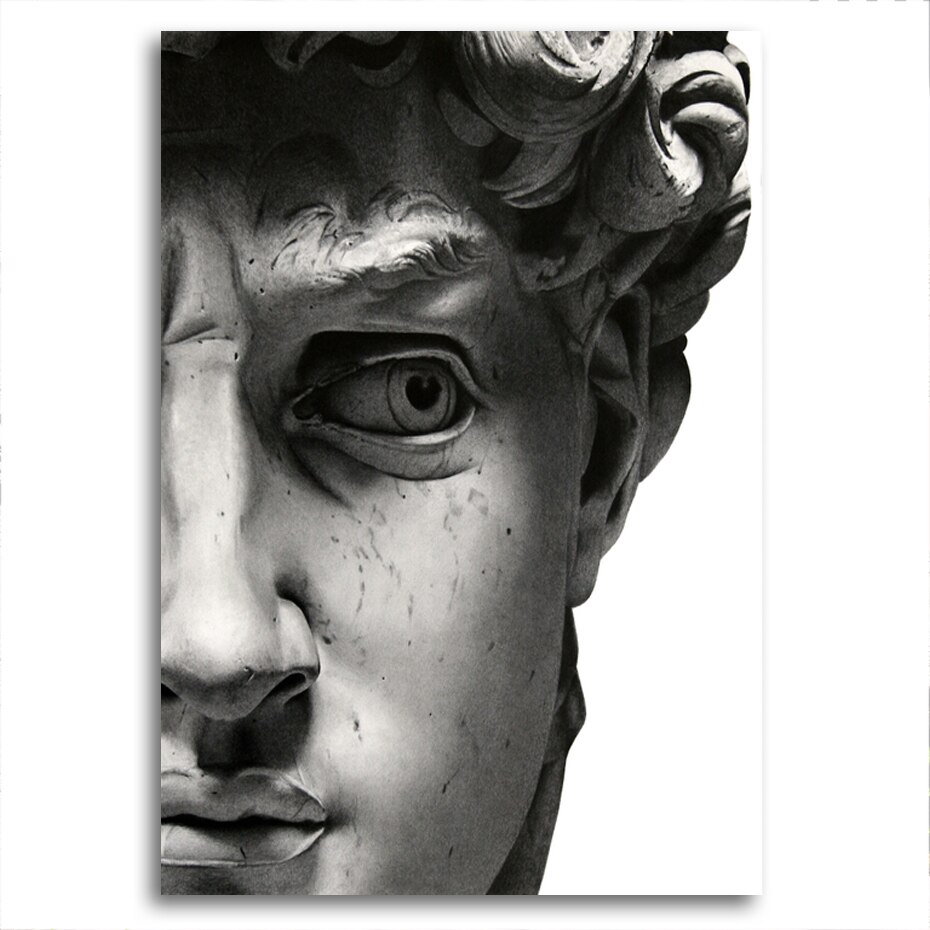 Nordic Black and White David Head Sculpture Posters And Prints Wall Art Canvas Paintings Pictures Living Room Home Decoration: Blue / 30X40cm no frame