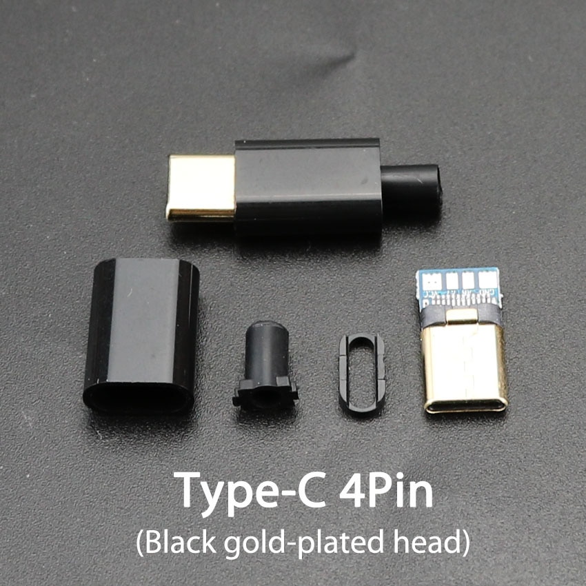 ChengHaoRan Micro USB 5Pin Welding Type C 4P Male Plug Connectors Charger USB Tail Charging Socket 3/4 in 1 White Black Plug