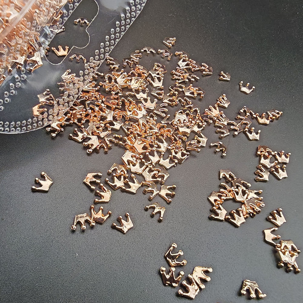 10 Uds. De dijes de corona de cristal de Metal para uñas, diamantes de imitación dorados y plateados brillantes, exquisitos dijes de corona de aleación 3D, decoraciones para manicura: Negro