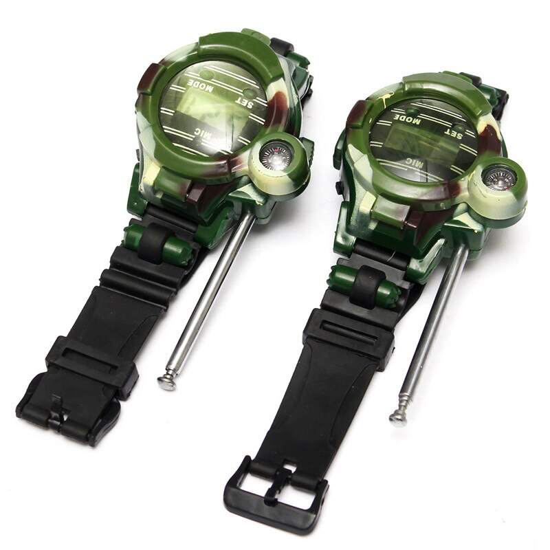 [Funny] 2Pcs/set Outdoor walkie camouflage interphone watch toy family play game electric intercom strong range clock toy