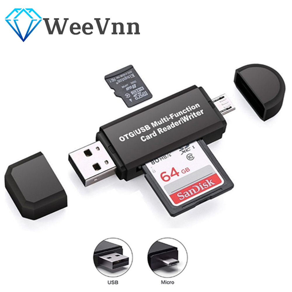 Weevnn Otg Micro Sd Kaartlezer Usb 2.0 Kaartlezer 2.0 Voor Usb Micro Sd Adapter Flash Drive Smart Memory kaartlezer