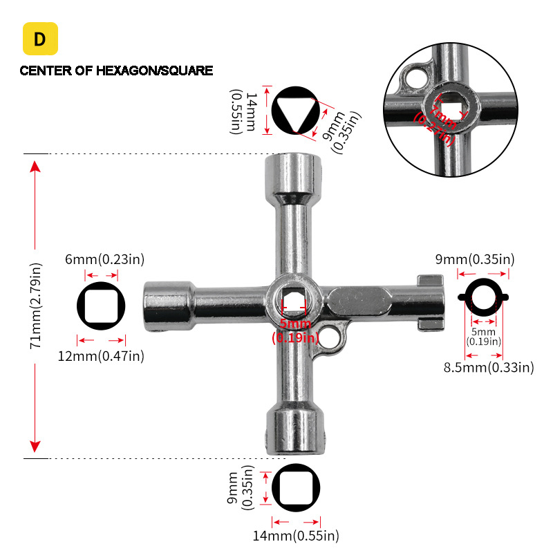 Llave Phillips de 4 vías, Mini triángulo interno Universal, multifunción, llave cruzada pequeña, herramientas manuales de reparación para ascensor de coche: Morado