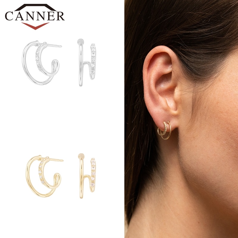-Trend INS Einfache Persönlichkeit CZ Zirkon Geometrische Ohrringe für Frauen 925 Sterling Silber Stud Ohrringe Modeschmuck