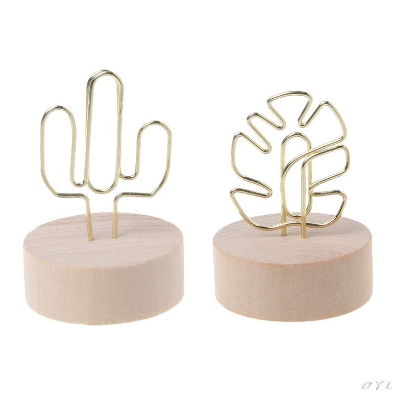 Memo Card Photo Message Picture Clip Note Clamp Table Numbers Round Wooden Base Holder For Wedding Party
