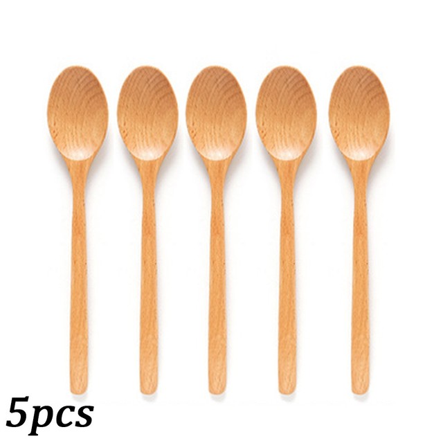 Wooden Long Handle Tableware Korean Kitchen Utensil Soup Spoon Mixing Spoons Teaspoons Cooking Utensils Portable Tableware: D
