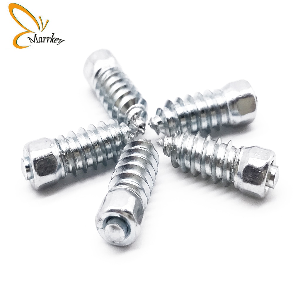 Marrkey 100PCS 18mm Spikes voor Band/Band Studs/Ice Stud/Schroef in studs voor Compact loader/Heftruck/ATV/Mini-Tractor/Boerderij/Mijnbouw