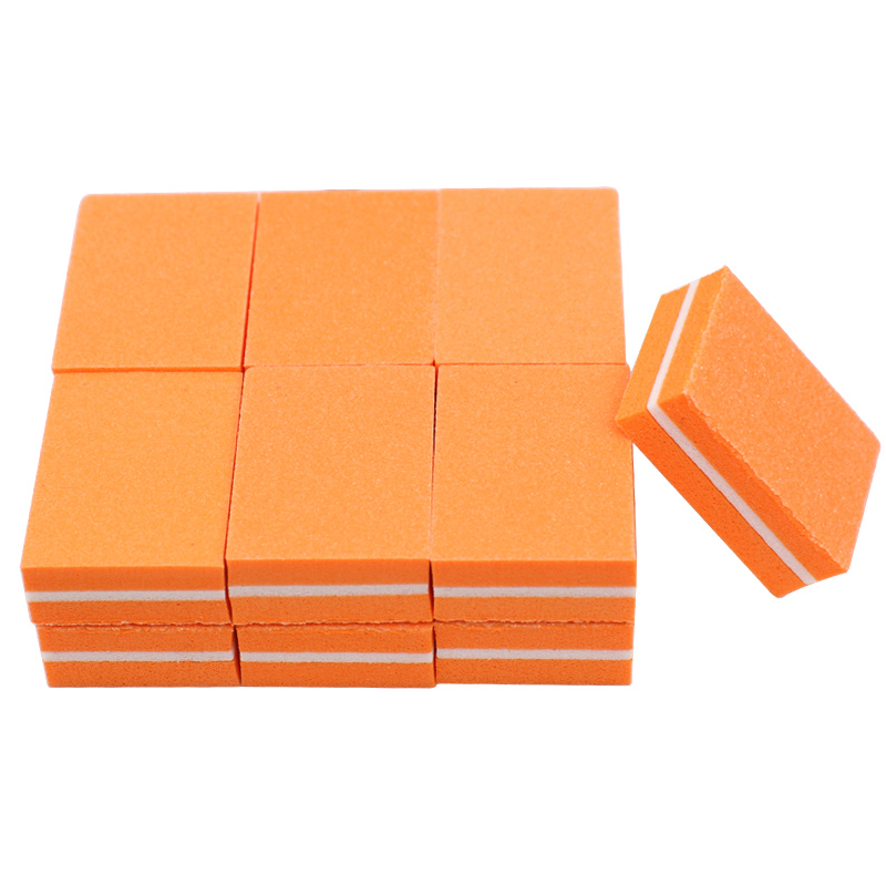 100pcs Mini Nail Buffer Block Sponge Small Nail File Sanding Sandpaper Nail Polish Polisher Nail Art Files Double Side Manicure: Orange