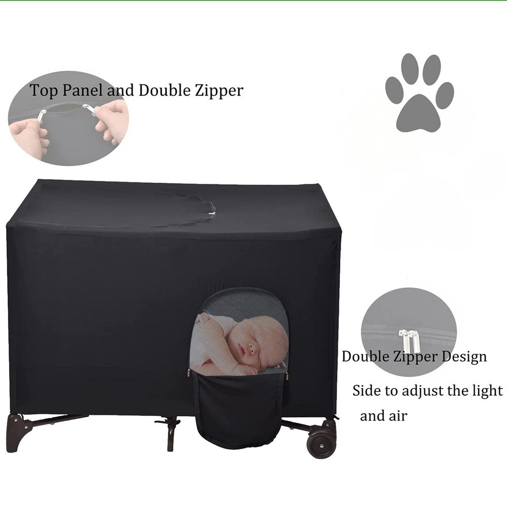 Baby Bed Cover Breathable Blackout Portable Crib Shade Sunshade