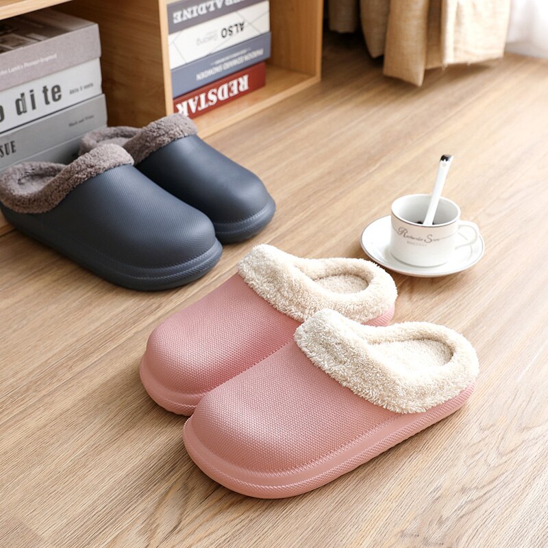 Paar binnen warme pantoffels winter tuin klompen schoenen vrouwen pluche pantoffels sandalen dames schoenen unisex bont muiltjes