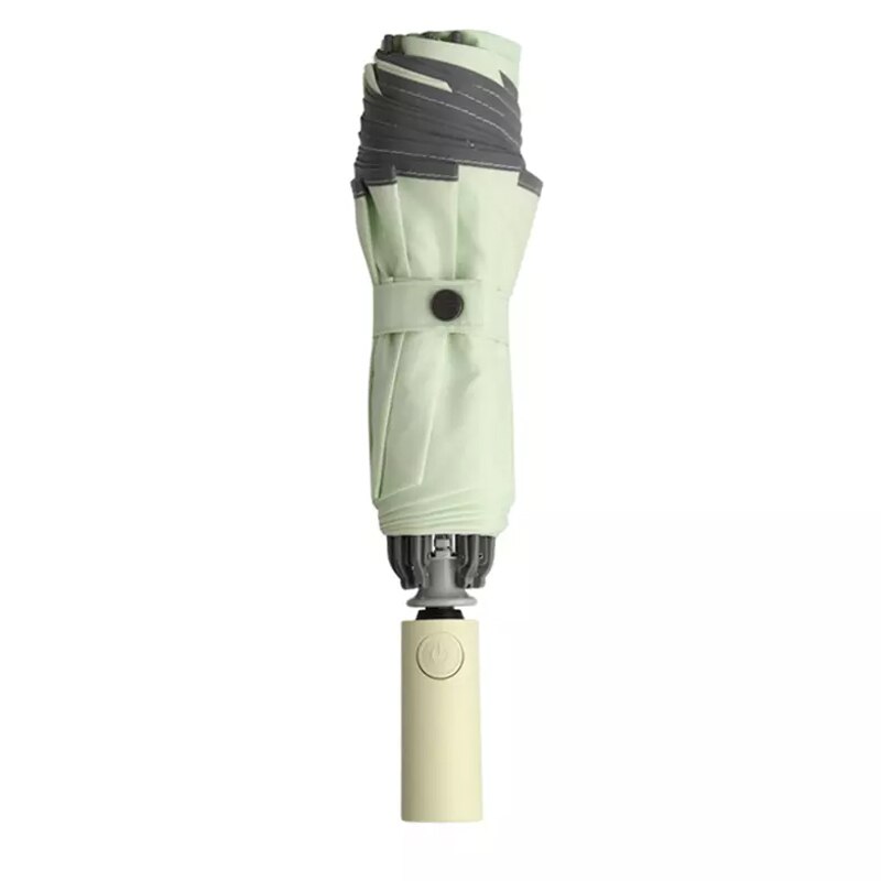 Paraguas automático plegable para hombre y mujer, sombrilla reflectante UV a prueba de viento, de aluminio, para verano e invierno: Green Wi Reflective