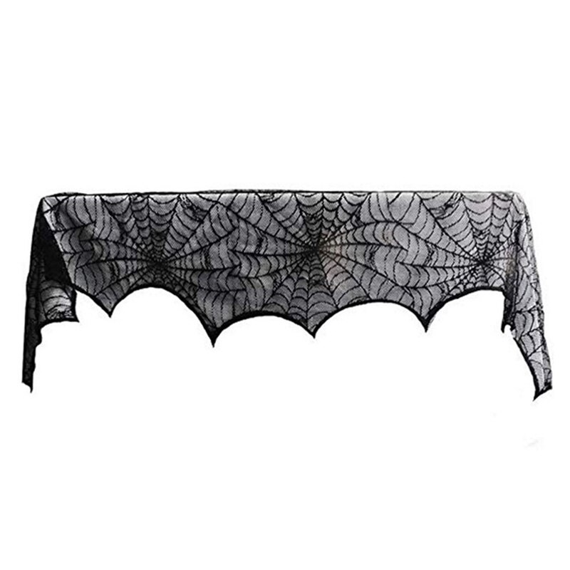 18 x 72 tums halloween dekoration öppen spis halsduk svart spets spindelnät bordslöpare spindelnät mantel halsduk festtillbehör: Default Title