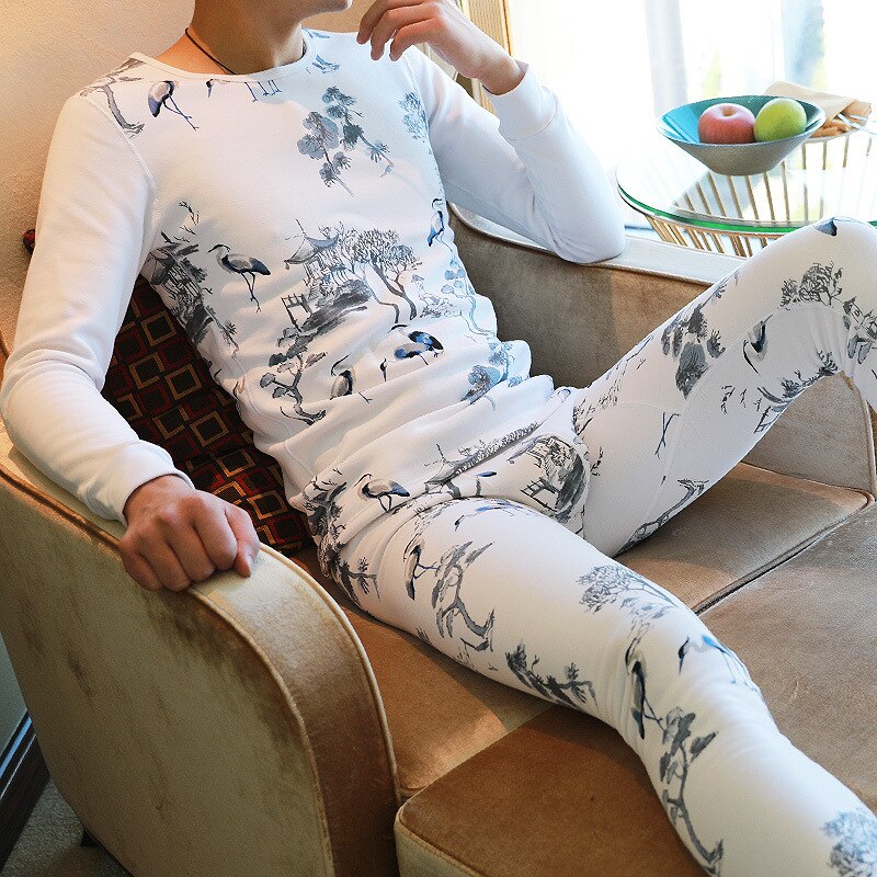 Pantalon thermique en coton pour homme, leggings longs de