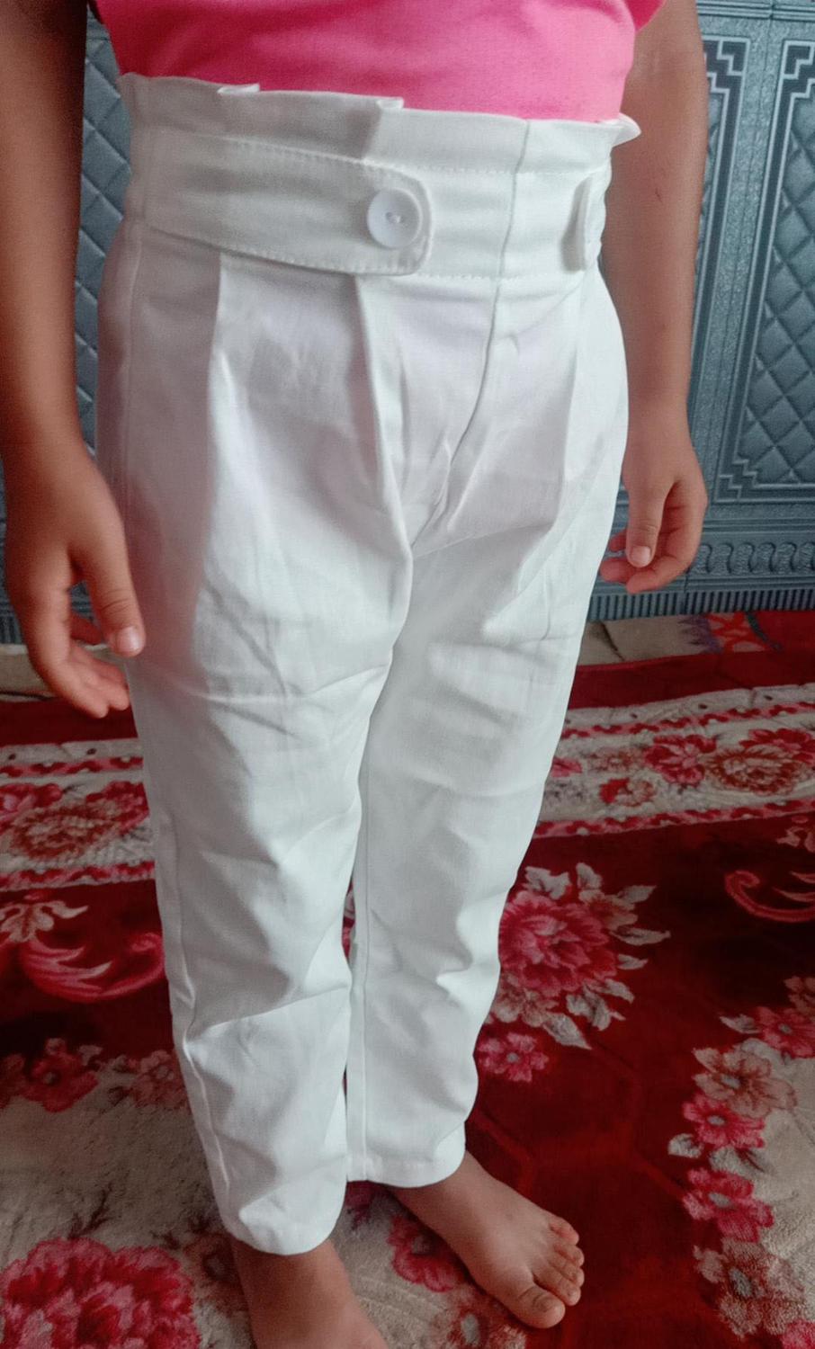 Pantalones de talla grande para niña, ropa para niño, pantalones informales con volantes blancos sólidos, 140, 150