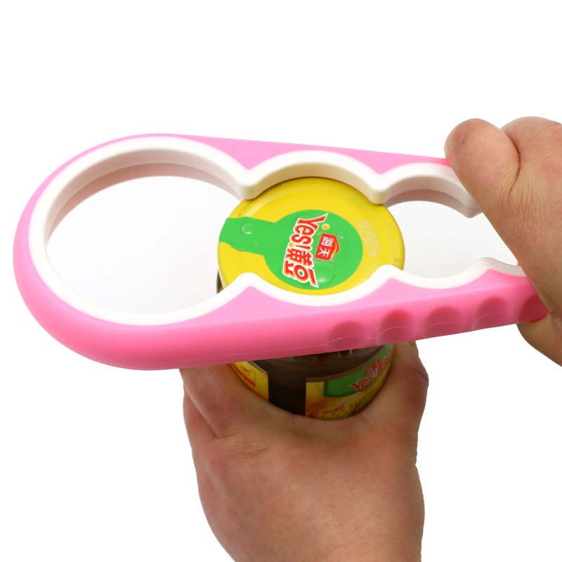 Abridor de tarros con tapa 4 en 1, práctico abridor de latas multiusos, llave de agarre para botellas, utensilios de cocina, 1 unidad