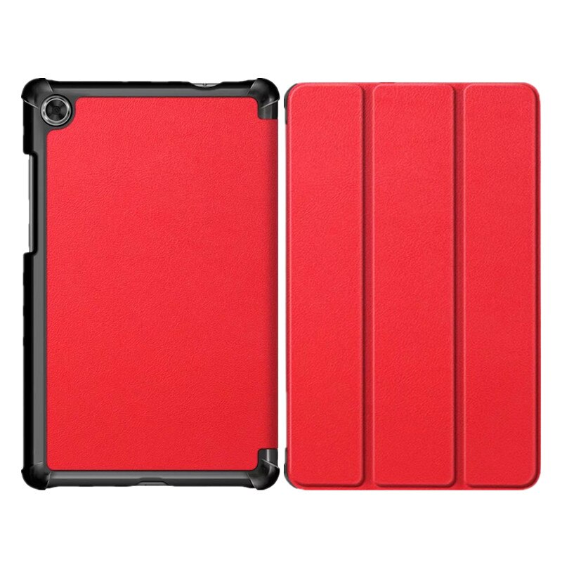 3- opvouwbare magnetische hoes voor lenovo tab  m8 tb-8505f tb -8505x 8.0 inch tablethoes voor lenovo tab  m8 hoes + film + stylus: Rood