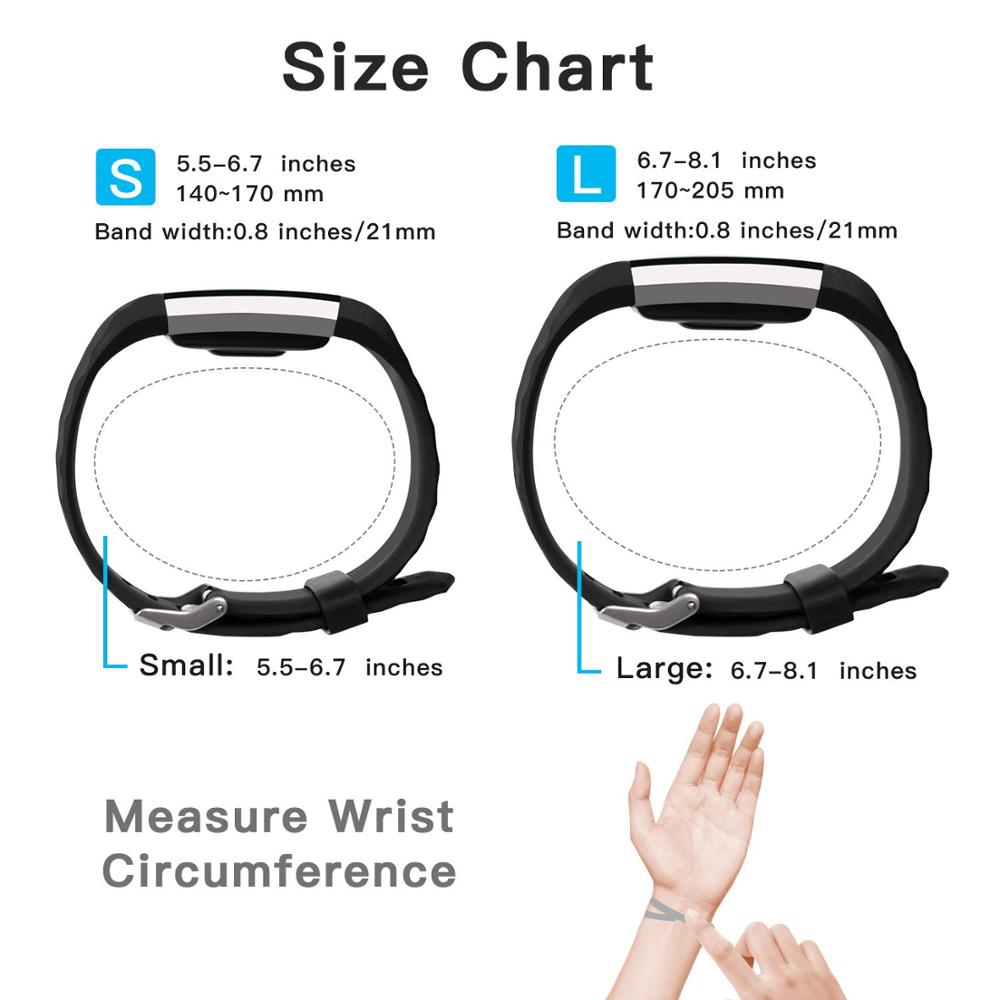 Correa de muñeca de silicona suave banda para Fitbit Charge 2 pulsera de reloj inteligente para cargar bits 2 pequeños y grandes