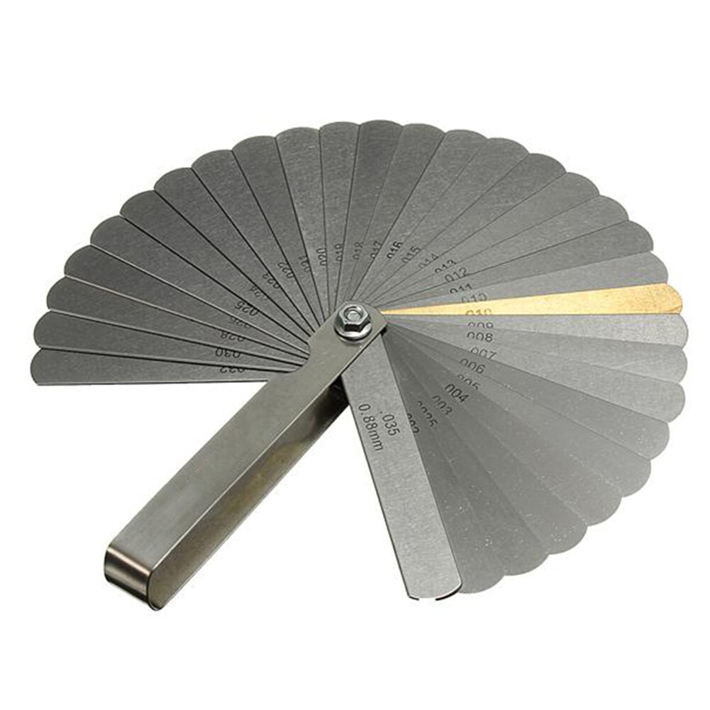 Kombinationsfølermåler rustfrit stål aftagelig 32 knive metriske kejserlige tykkelsesgab fyldstof måleinstrumenter