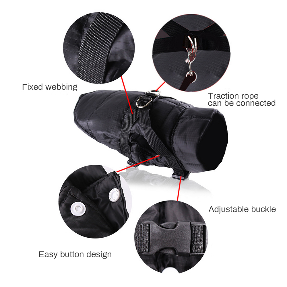 Dog Warm Jacket With Chest Harness Strap Puppy Costume Winter Coat For Big Small Dogs Wterproof Pet Dog Clothes