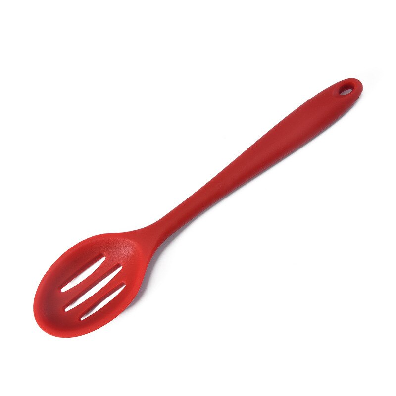 Cuchara de silicona grande para sopa, colador antiadherente resistente a altas temperaturas, utensilios de cocina de mango largo: wine red