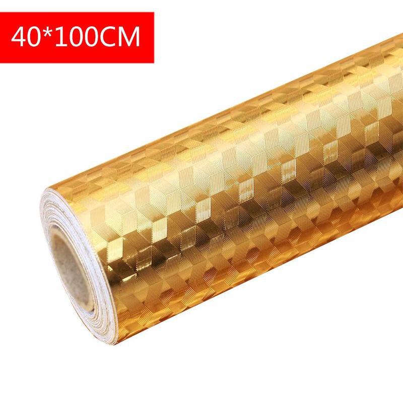 Gold Stove Kitchen Oil Proof Sticker High Temperature Stick Cabinet Foil Resistant Self-adhesive Aluminum Wall Hood Sticker X6S9: A