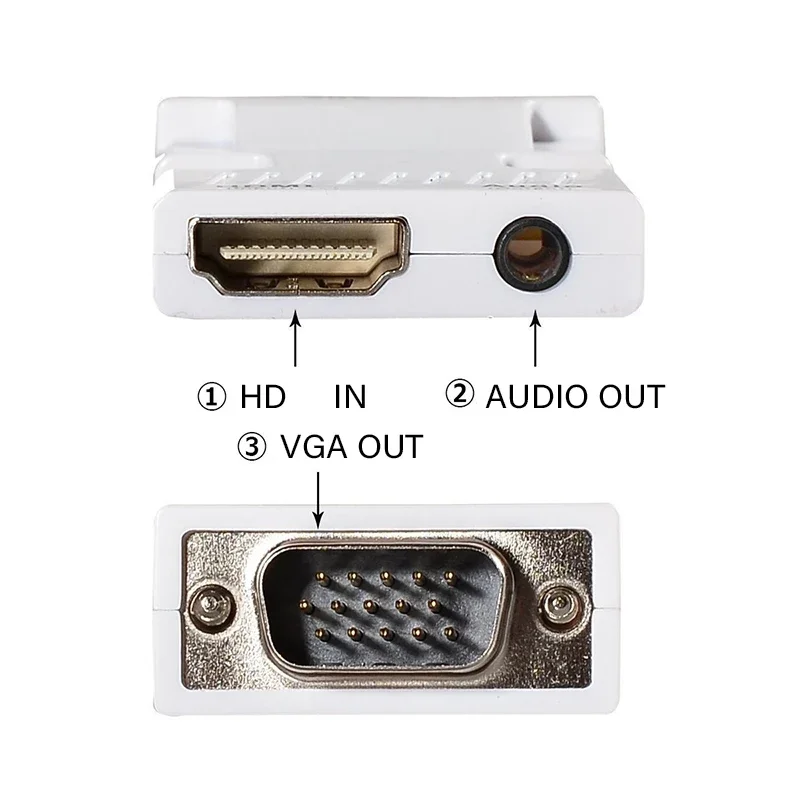 Originele 3.5mm Audio Kabel Adapter HDMI Female naar VGA Male Converter 1080P FHD Video-uitgang voor PC Laptop TV monitor Projector