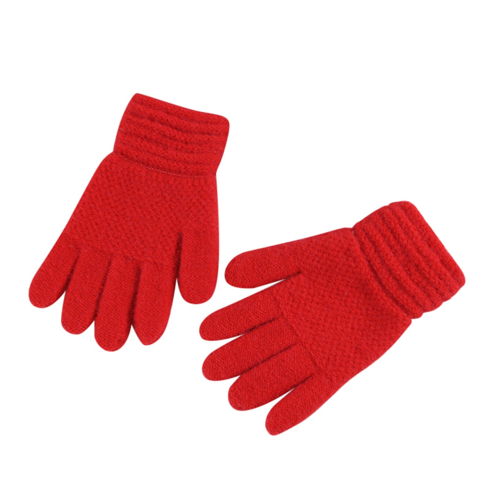 Kinderen Kids Winter Warm Thicken Handschoenen Effen Gebreide Flip Vinger Wanten Handschoenen Voor Kinderen Peuter Kids Gebreide Volledige Vinger: RD