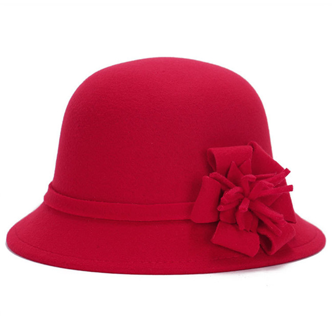 Elegent Frauen Wolle Filz Blumen Fedora Hütte Damen Breiter Krempe Hütte Herbst Winter Edle Europäischen Amerikanischen Elegante Mädchen Kappe: verrotten