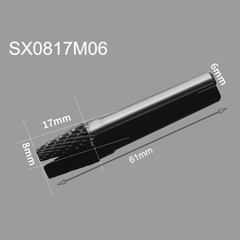 Conical Flat Head Hard Tungsten Steel Wood Carving Tool Grinding Head Milling Cutter S-shaped Rotating Cutter Double Slot: SX0817M06