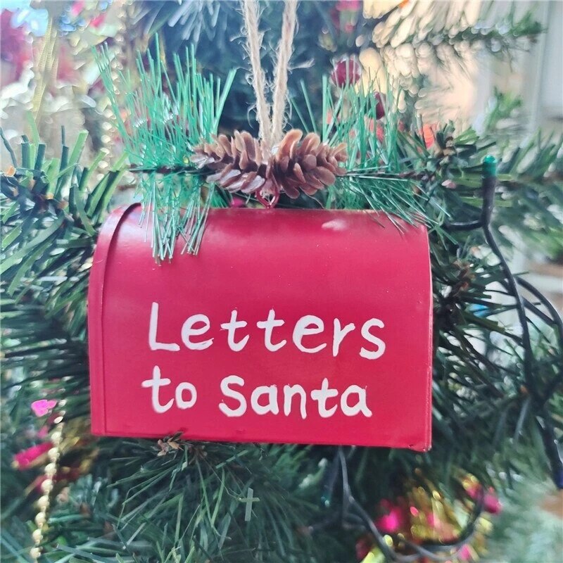 Christmas Iron Mailbox Christmas Decoration For Home Red Mailbox Hanging Ornament Letters To Santa Claus