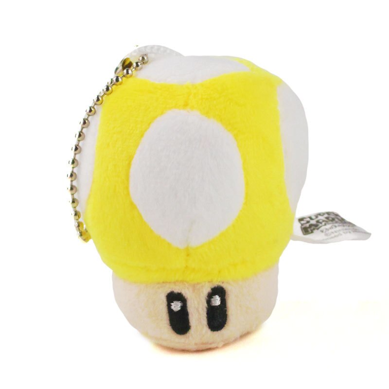 1Pcs 8Cm Super Mario Bros Mushroom Pluche Sleutelhanger Speelgoed Super Mario Bros Toad Mushroom Soft Gevulde Pluche Hanger voor Kids: 8cm Yellow