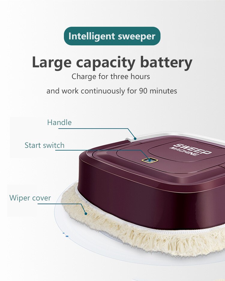 USB Mini Mop Robot Mopping Cleaner Cleaning Home Smart Mop Dust Clean Lazy Sweep Wet Floors Carpet Cleaner Wipe Mop