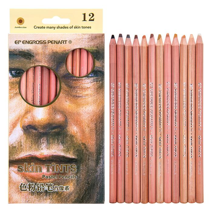 12 farger myke pastellblyanter trefarge/hudpastell fargeblyanter for å tegne skolelapier de colores skrivesaker: Skic farge
