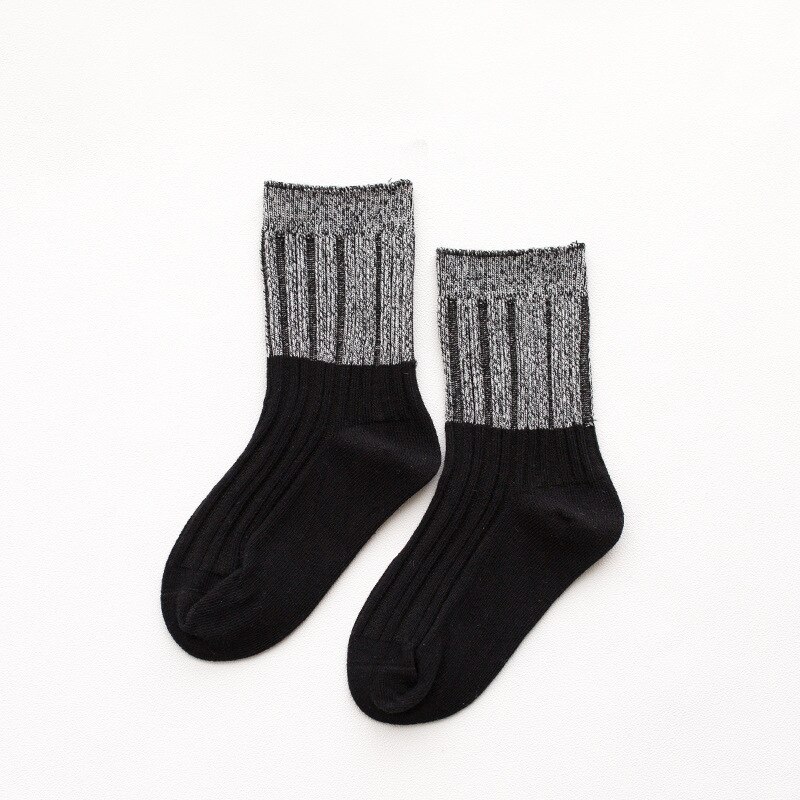 Children Night Light Luminous Cotton Socks Autumn Solid Double Color Stripe Socks for Kids Boys Girls 1-8 Years Old: Black / 3-5 years old