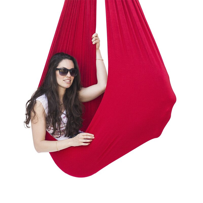 Kids Katoen Swing Zintuiglijke Kind Therapie Elastische Pakket Steady Zetel Schommel Speelgoed Straat Swing Nest Hangmat Voor Autisme: 150x280cm Red