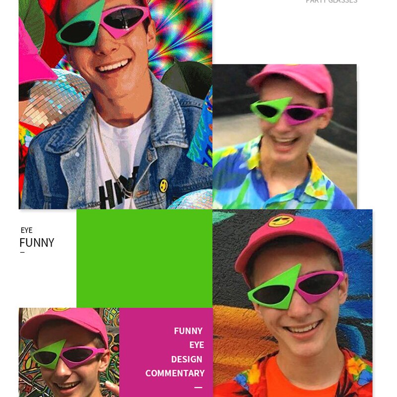 Bébé jouets chapeau hip-hop Roy Purdy Style asymétrique lunettes de soleil nouveauté vert rose contraste couleur enfants fête jouets